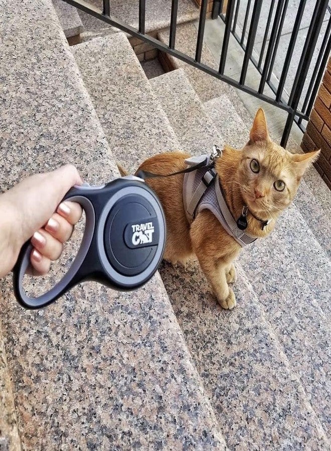 Your Cat Backpack Travel Cat Retractable Expandable Leash - Black 10 Ft Long Strong Tape, Release/Lock Button and Anti-Slip Handle for Small to Large Cats - Light Pet Leash for Walking, Training - Image 2